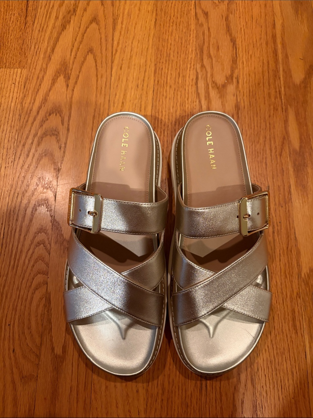 Cole Haan Metallic Gold Slide Sandals - size 10 - NWT